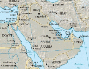 By the way, the circled bit is Qatar, shown here in regional context.