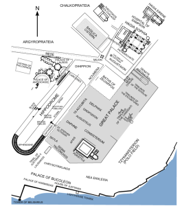 Map showing the Hippodrome of Constantinople and the Imperial Palace (via)